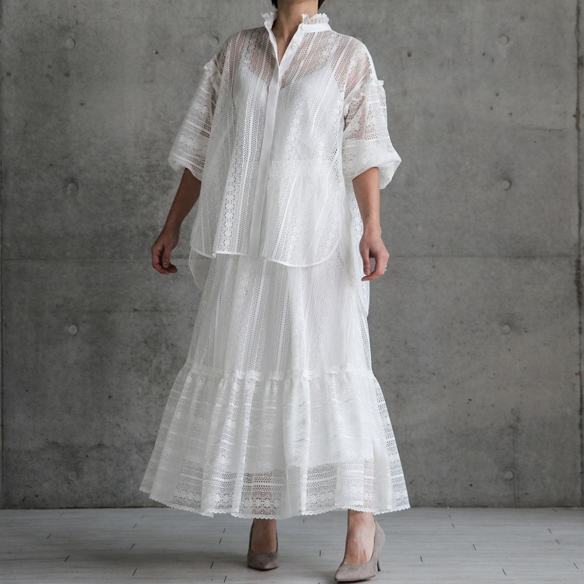 日本品牌 法式蕾絲復古襯衫 兩色 size