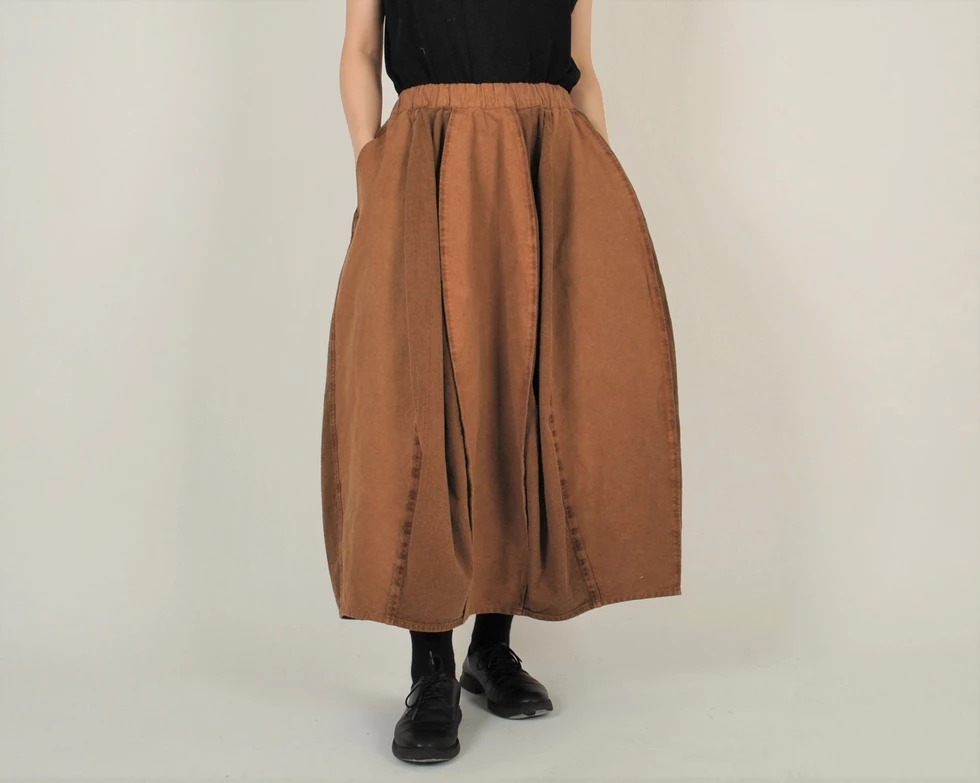 【限定色】日本奶奶家 綿スラブ×綿30番拼接長裙 2色 SIZE