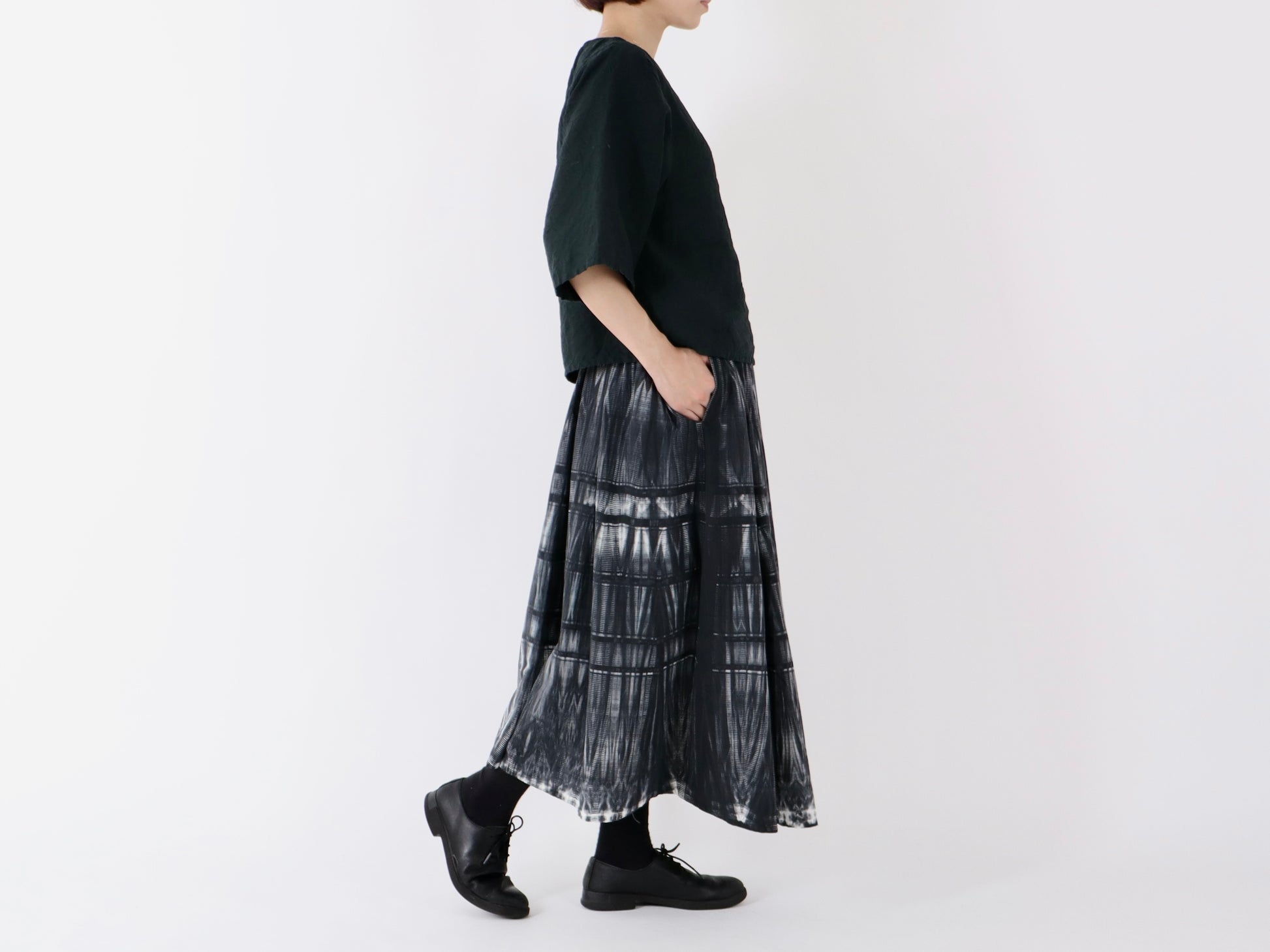 日本奶奶家 強撚近江晒板染太陽裙 size