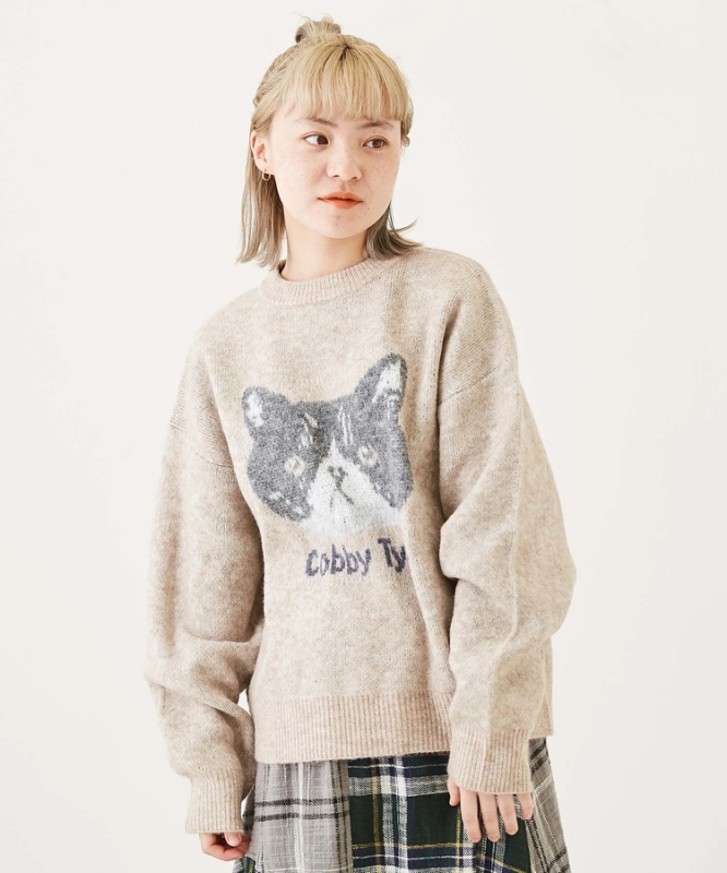 日本品牌 貓貓緹花羊毛上衣 3色