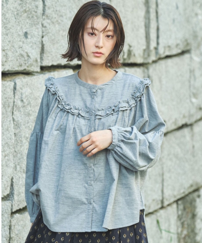 日本品牌 荷葉領棉染襯衫 3色