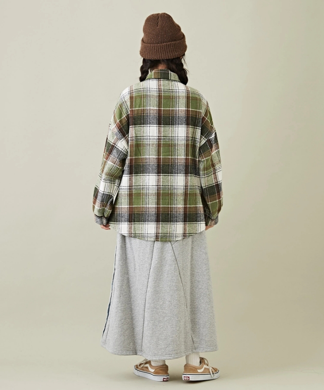 日本品牌 牛仔x針織棉長裙 2色 size