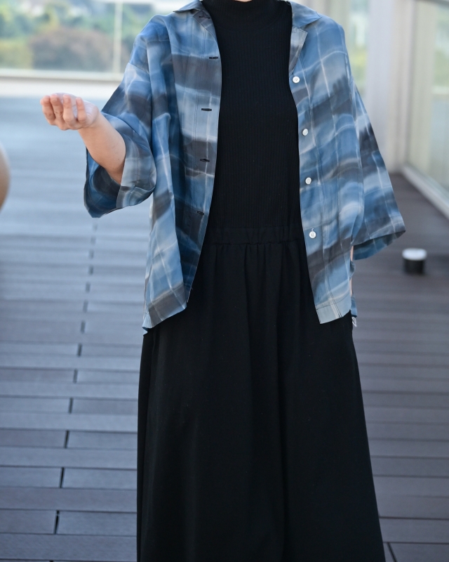 日本山の記憶 京都染 格紋有領襯衫 size