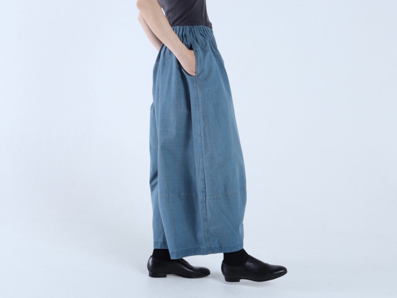 日本奶奶家 祕魯綿細條紋梭織寬褲 size