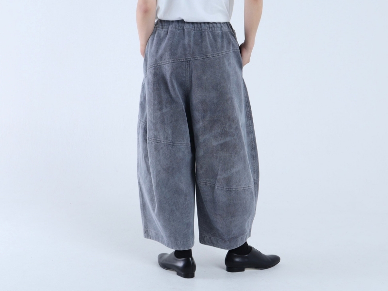 日本奶奶家 綿刺子織不規則車線寬褲 2色