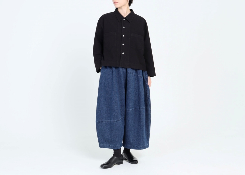 【限定色】日本奶奶家 COTTON KERSEY梭織牛仔立方寬褲