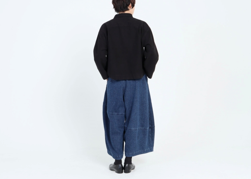【限定色】日本奶奶家 COTTON KERSEY梭織牛仔立方寬褲