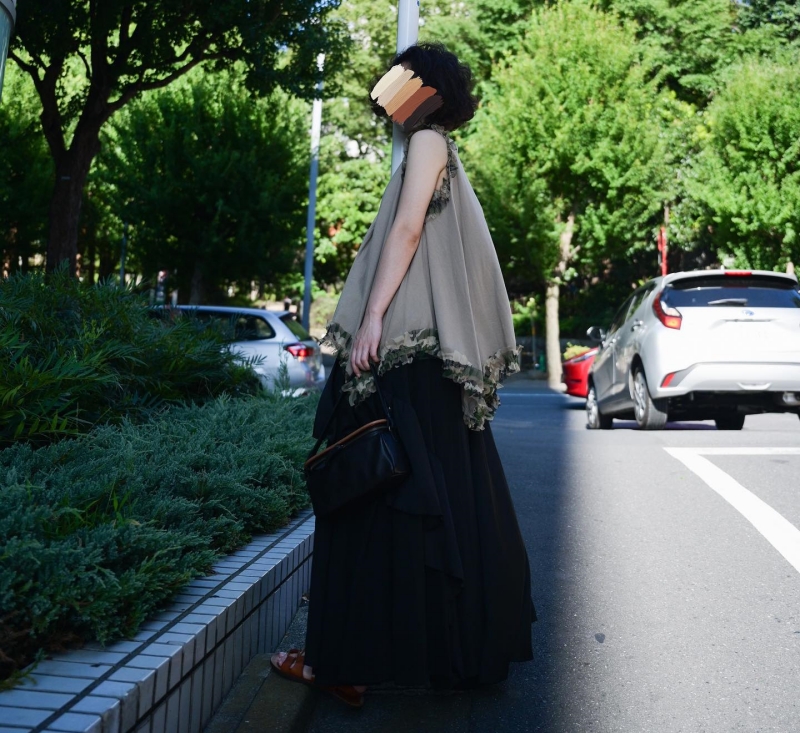 日本品牌 摺邊天絲長裙 2色 大人款