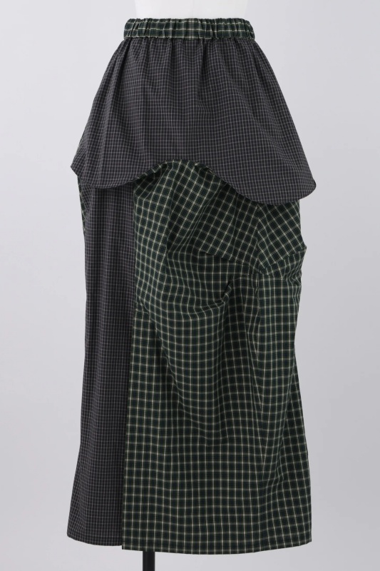 日本品牌 繭型造型格紋長裙