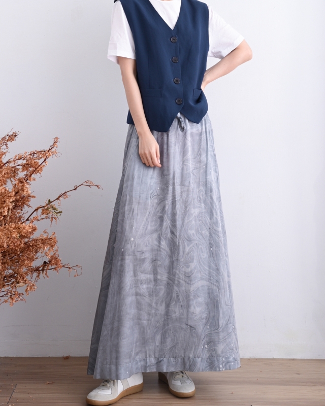 日本山の記憶 墨流染綁帶長裙 size