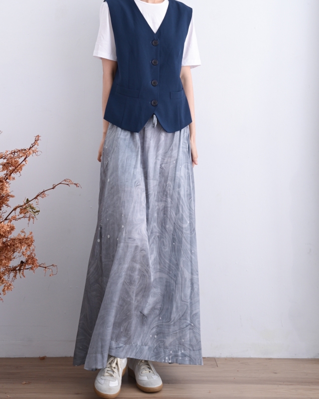 日本山の記憶 墨流染綁帶長裙 size