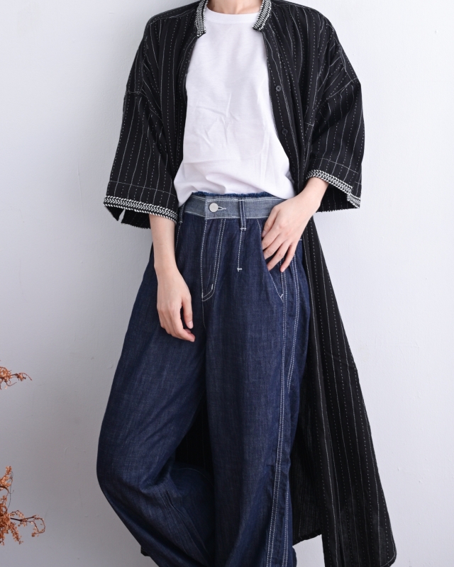 日本品牌 刺繡滾邊長洋 2色