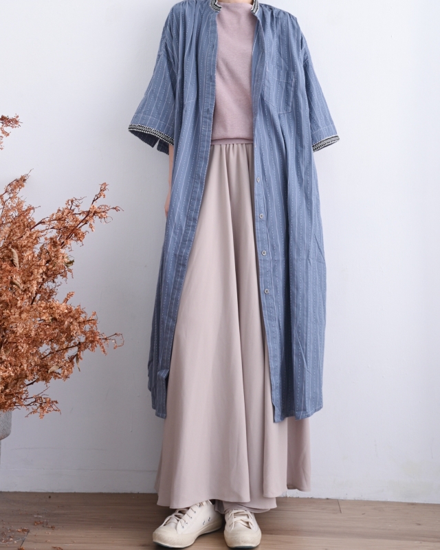 日本品牌 刺繡滾邊長洋 2色