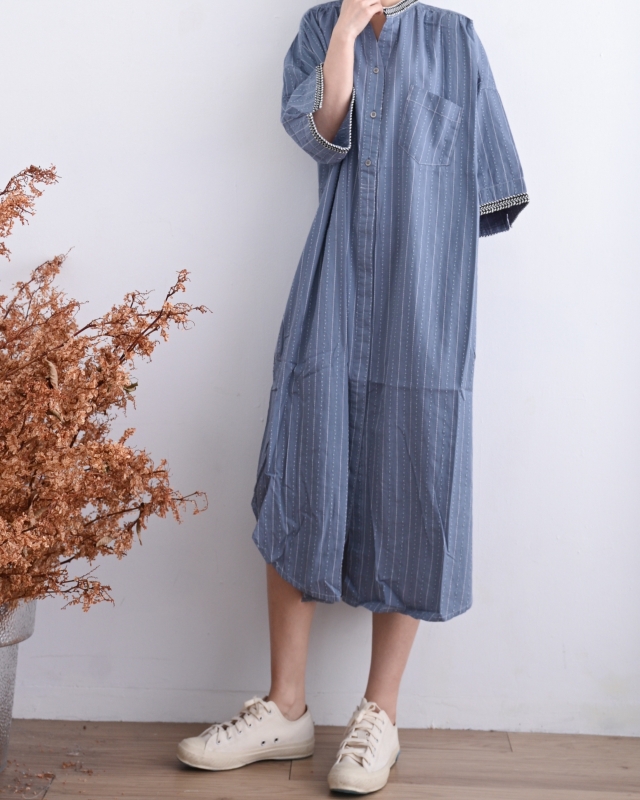 日本品牌 刺繡滾邊長洋 2色