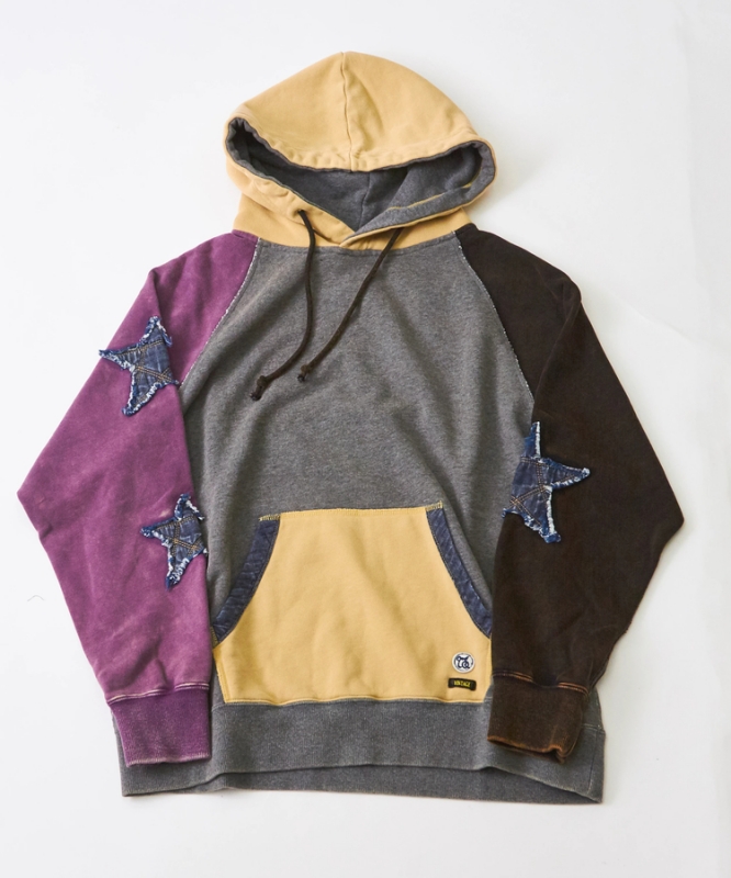 日本品牌 牛仔星星貼布連帽上衣
