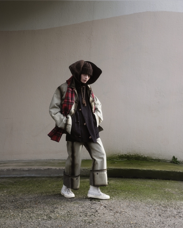 日本奶奶家2號 Edge Spray Painting下口袋寬褲 size