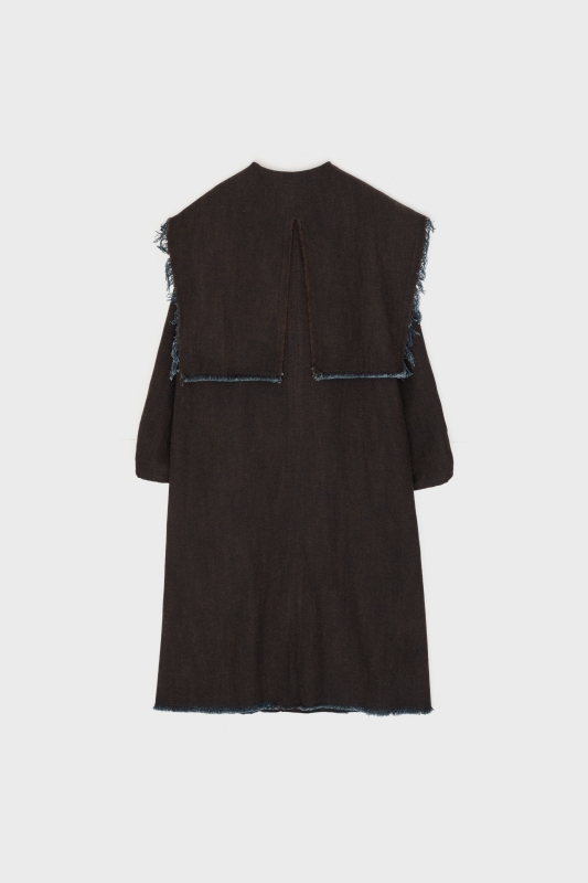 日本奶奶家2號 Wool Cotton Denim水手領羊毛x牛仔長版大衣