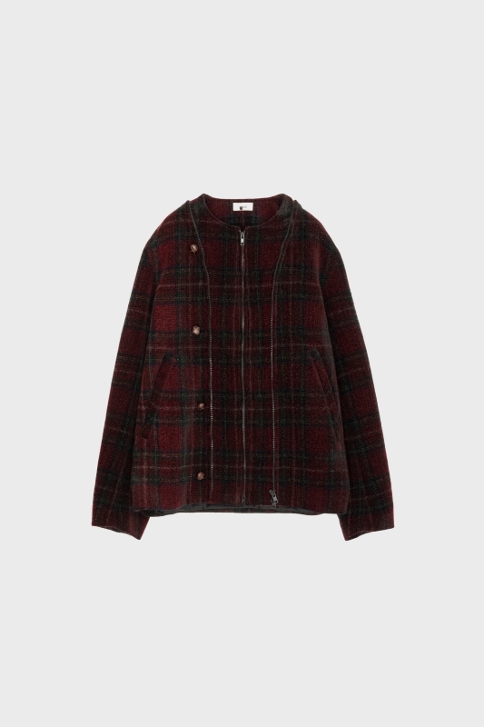 日本奶奶家2號 Tartan Check蘇格蘭格呢立領連帽外套 2色