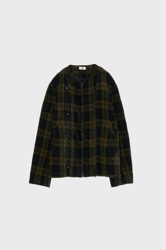 日本奶奶家2號 Tartan Check蘇格蘭格呢立領連帽外套 2色