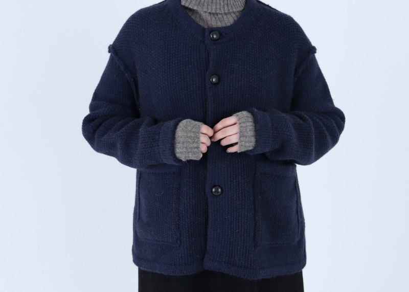 日本奶奶家 蒙古小駝毛口袋針織開衫 3色