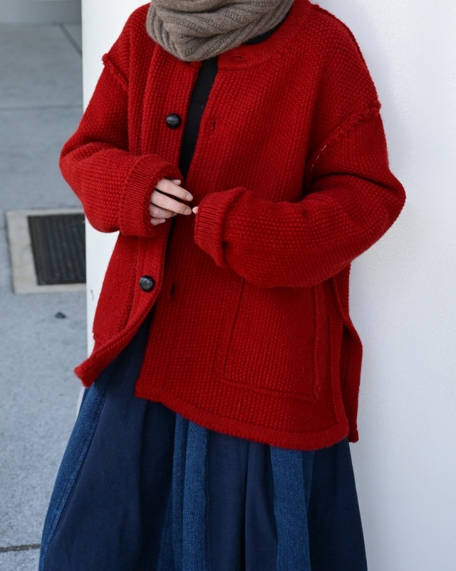 日本奶奶家 蒙古小駝毛口袋針織開衫 3色