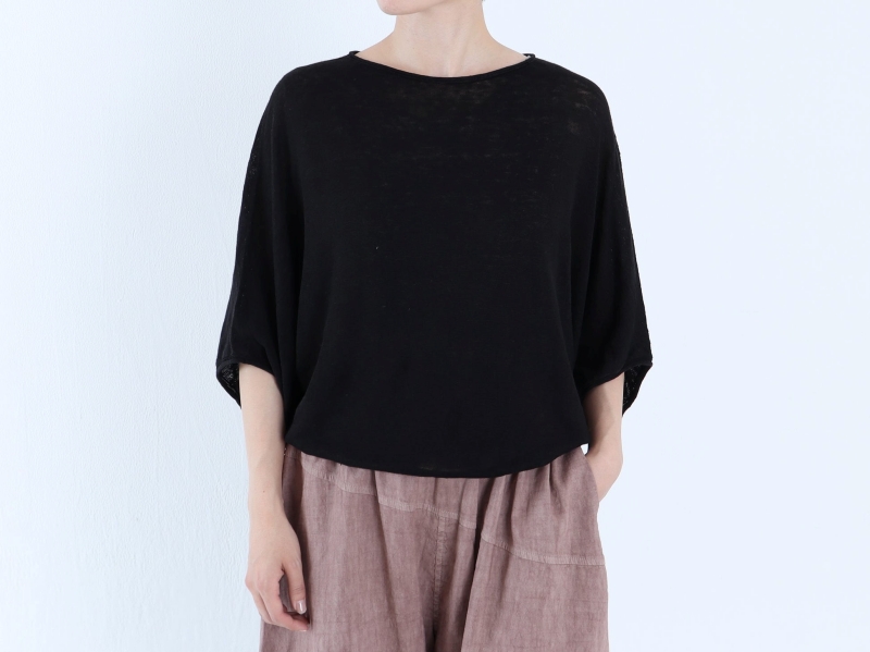 日本奶奶家 比利時麻針織寬袖上衣 4色