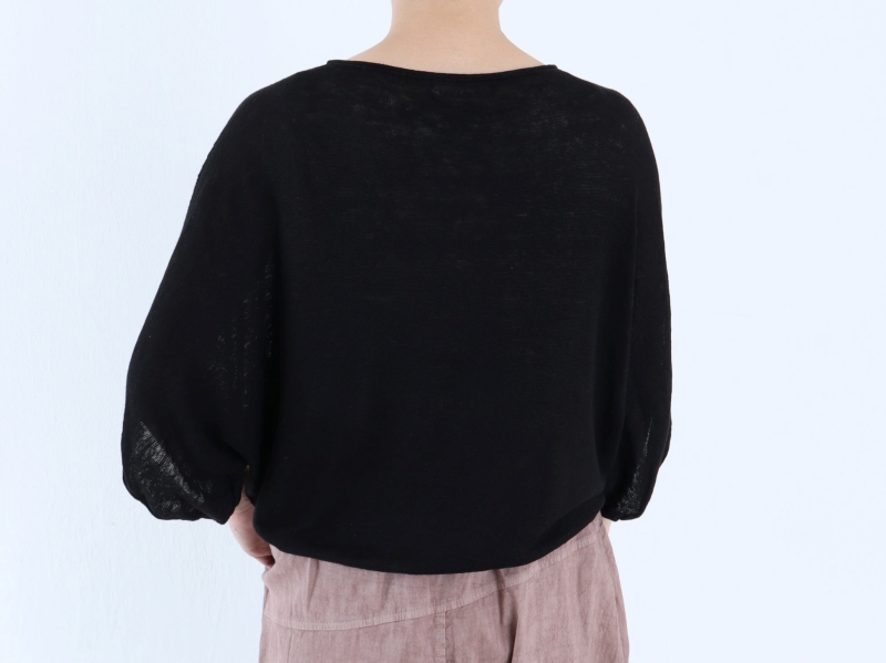 日本奶奶家 比利時麻針織寬袖上衣 4色