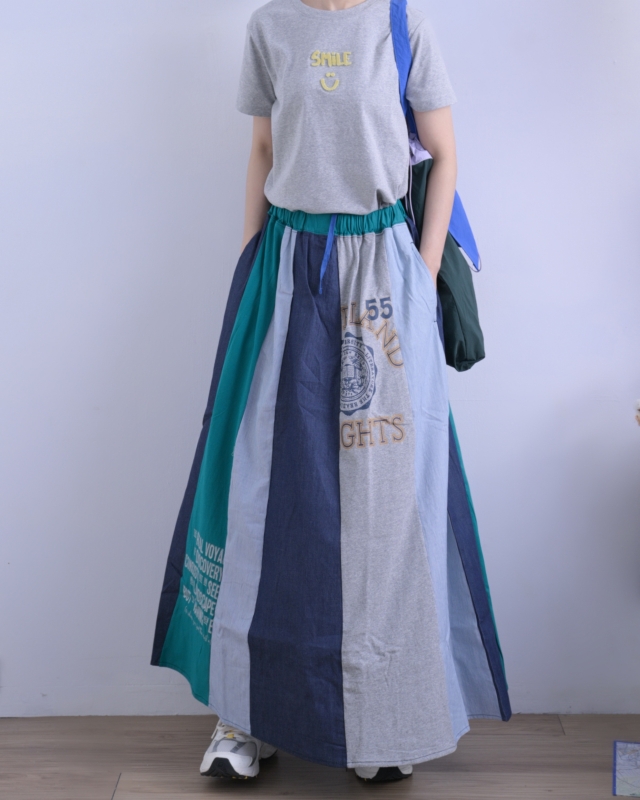 日本品牌 瘋狂拚色印花長裙