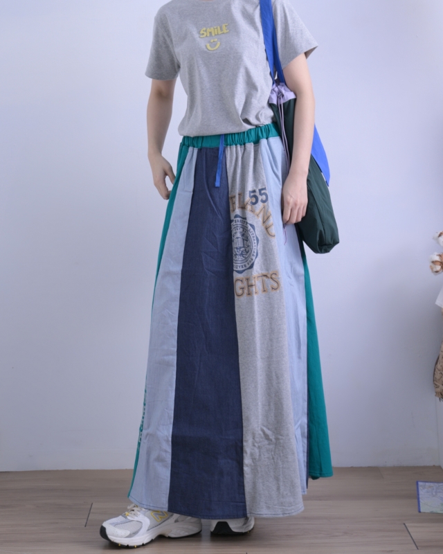 日本品牌 瘋狂拚色印花長裙