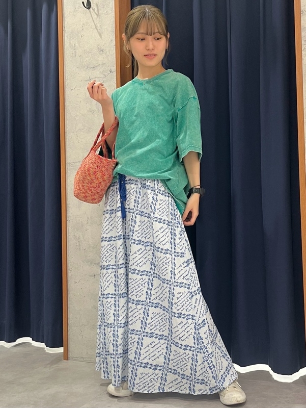 日本品牌 夏日拼圖印度棉綁帶長裙