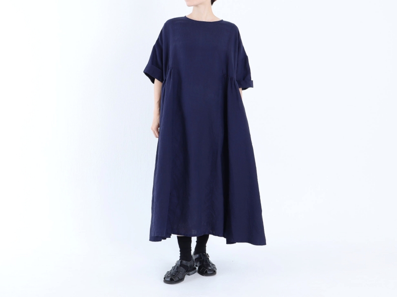 日本奶奶家 愛爾蘭麻洗皺縮摺長洋 7色