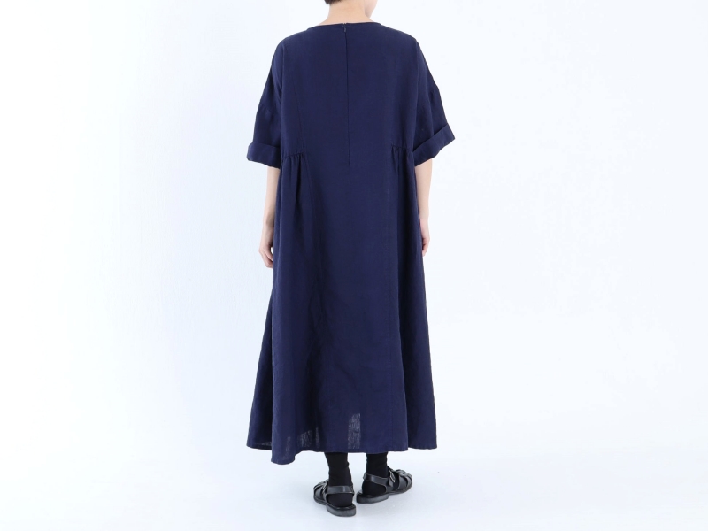 日本奶奶家 愛爾蘭麻洗皺縮摺長洋 7色