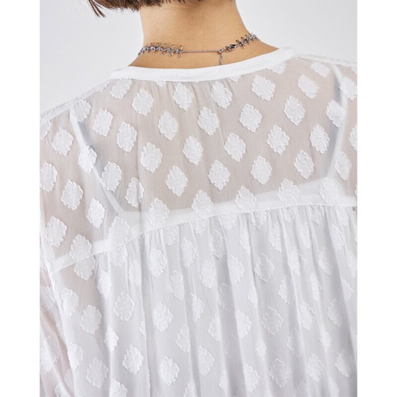 日本品牌 復古刺繡蓬鬆提花襯衫 2色