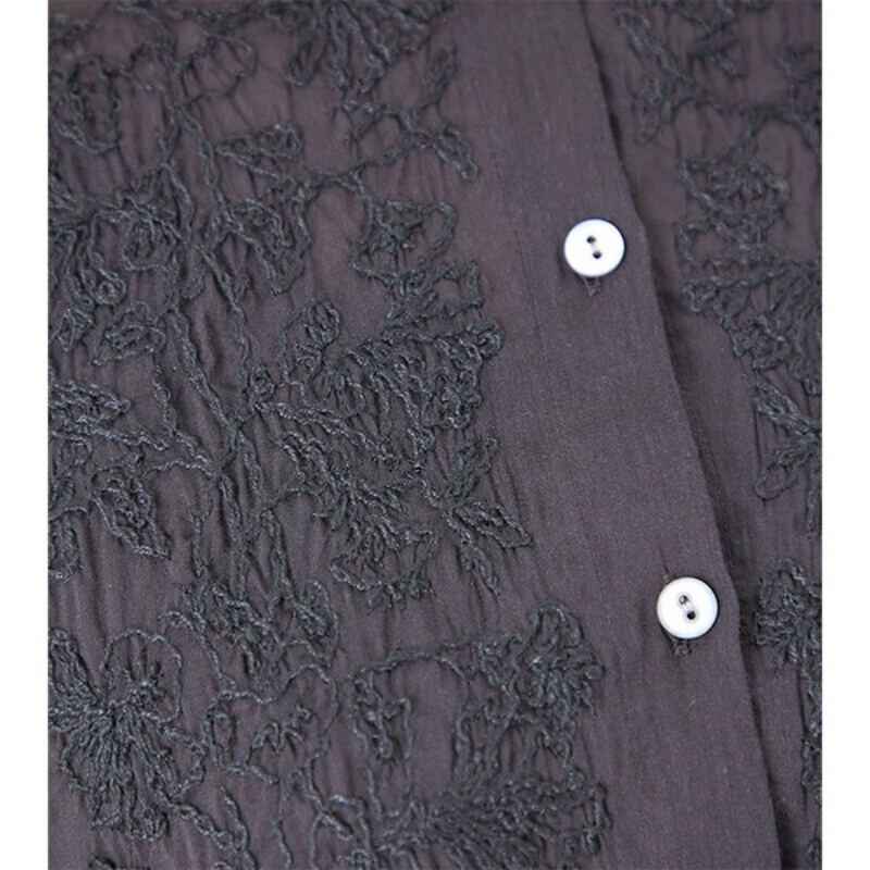 日本品牌 復古刺繡蓬鬆提花襯衫 2色