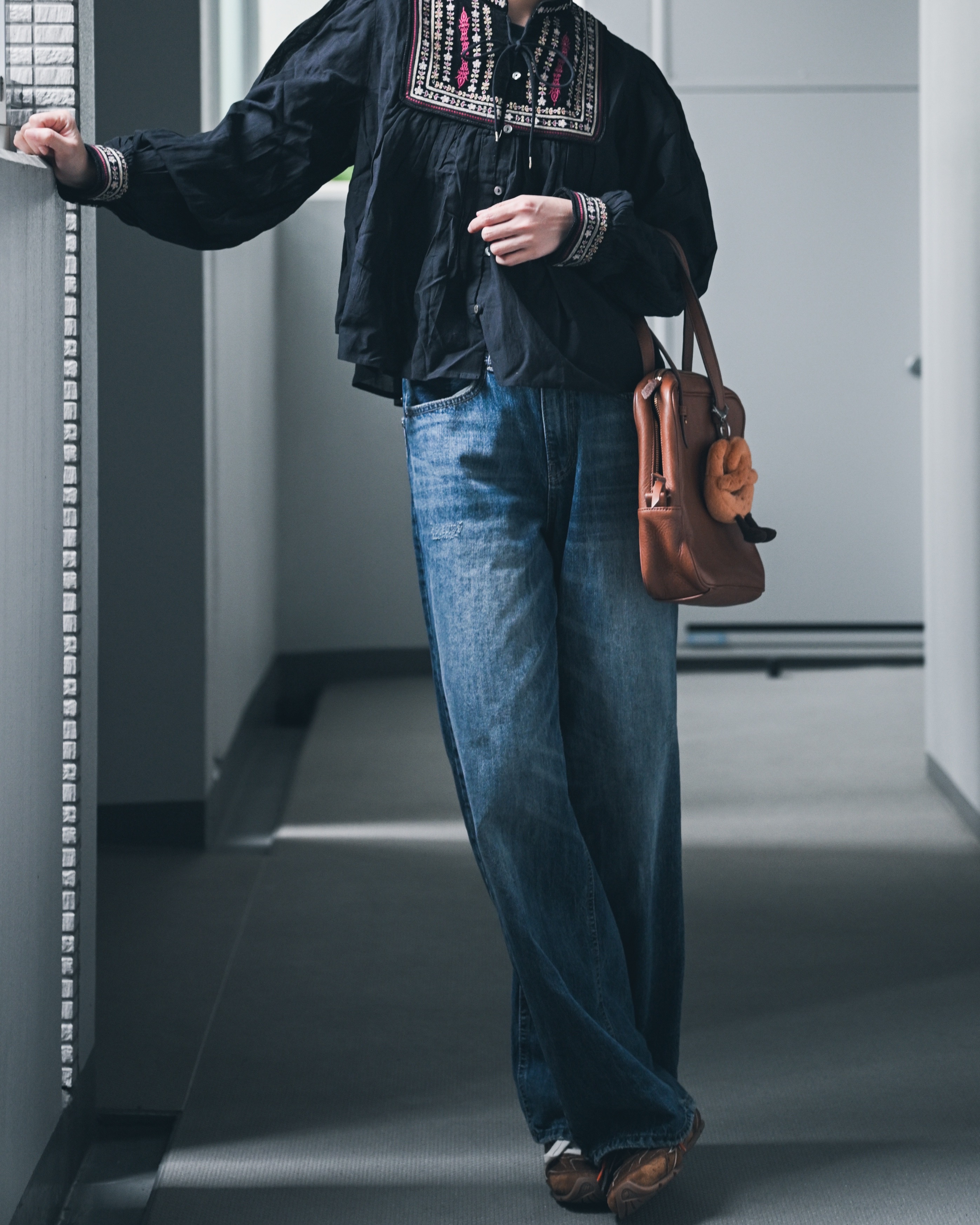 日本品牌 波西米亞風多色刺繡襯衫