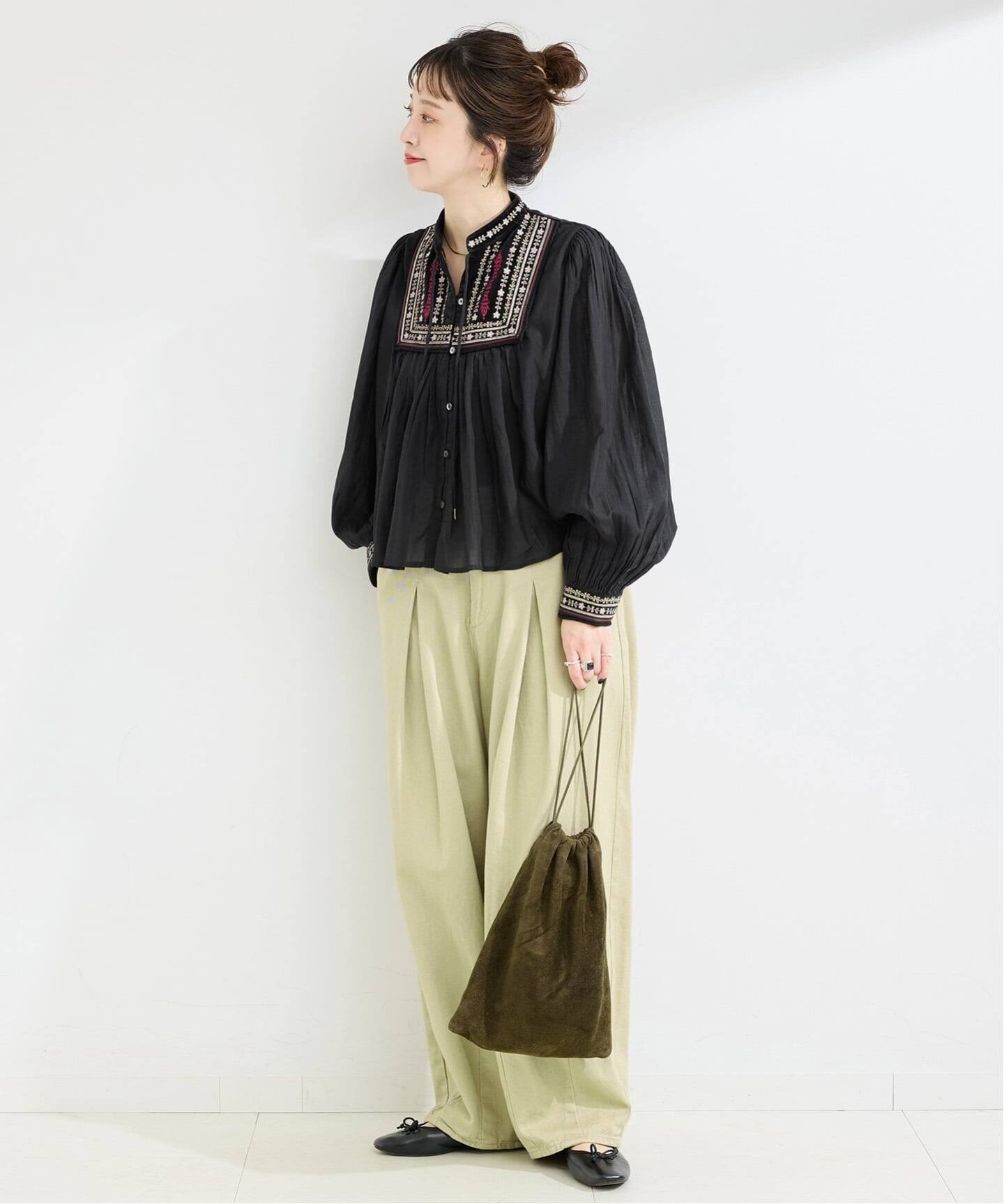 日本品牌 波西米亞風多色刺繡襯衫