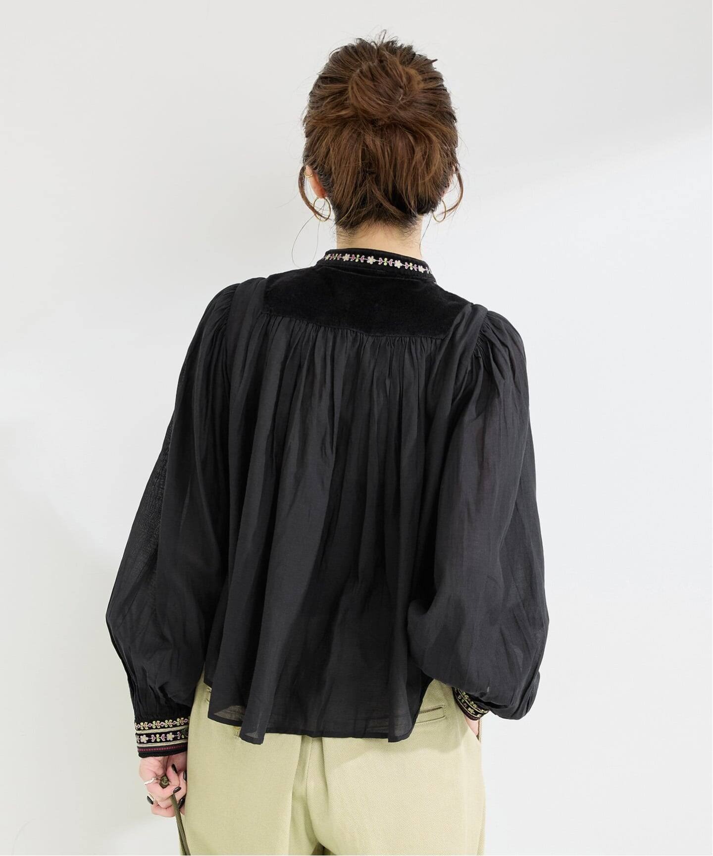 日本品牌 波西米亞風多色刺繡襯衫