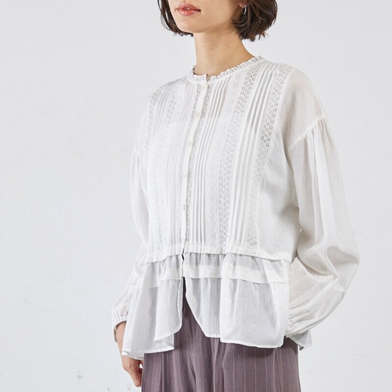 日本品牌 河畔蕾絲雙層上衣 2色