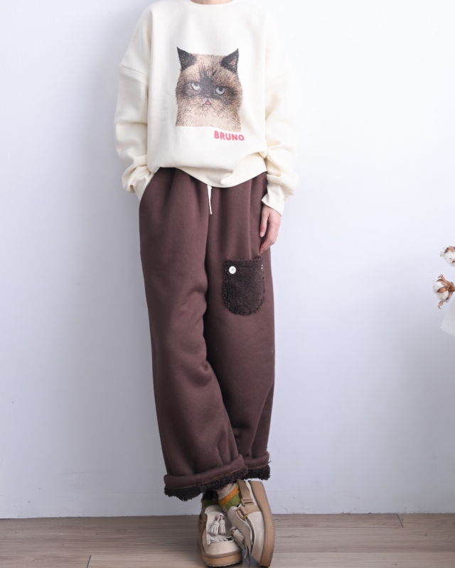 日本品牌 內刷毛貓咪印花上衣 2色