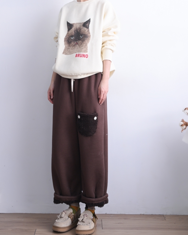 日本品牌 內刷毛貓咪印花上衣 2色