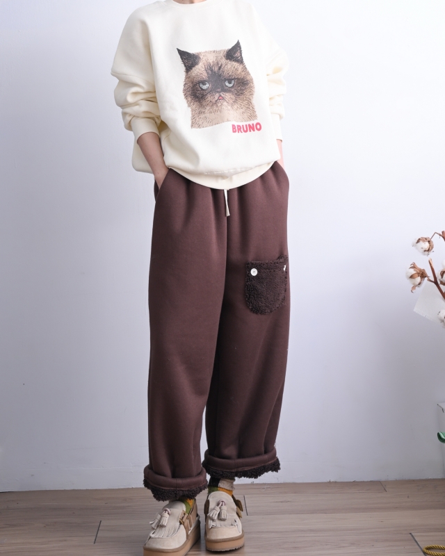 日本品牌 內刷毛貓咪印花上衣 2色