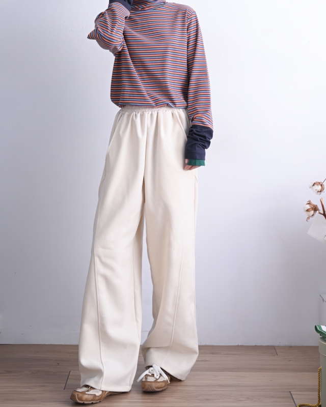 日本品牌 細條紋拼接高領內搭上衣 3色