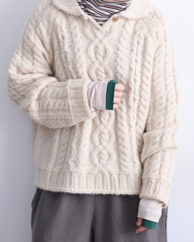 日本品牌 細條紋拼接高領內搭上衣 3色