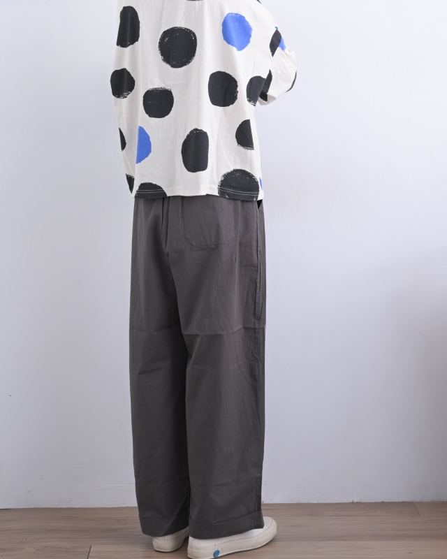 日本品牌 腰抽繩打摺寬褲 2色