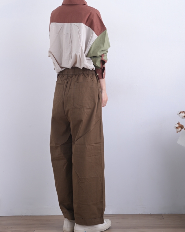 日本品牌 腰抽繩打摺寬褲 2色