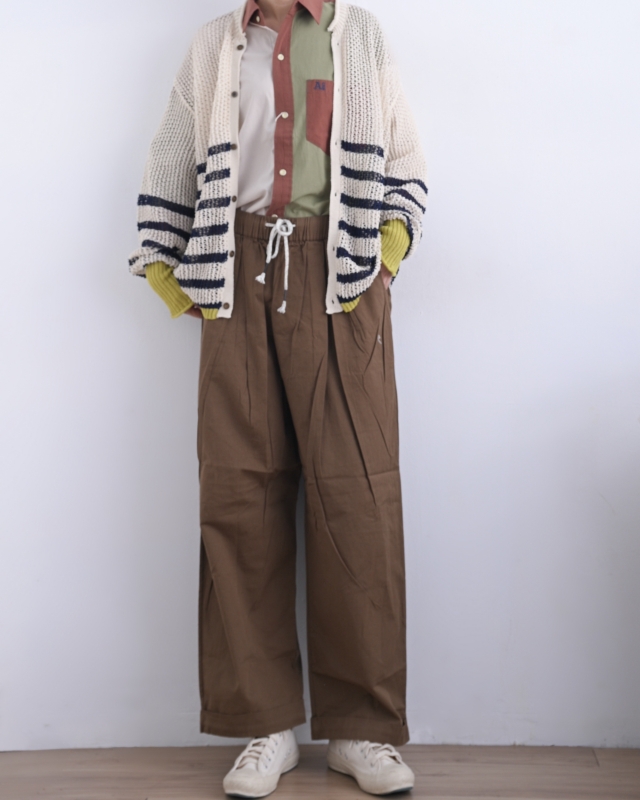 日本品牌 腰抽繩打摺寬褲 2色