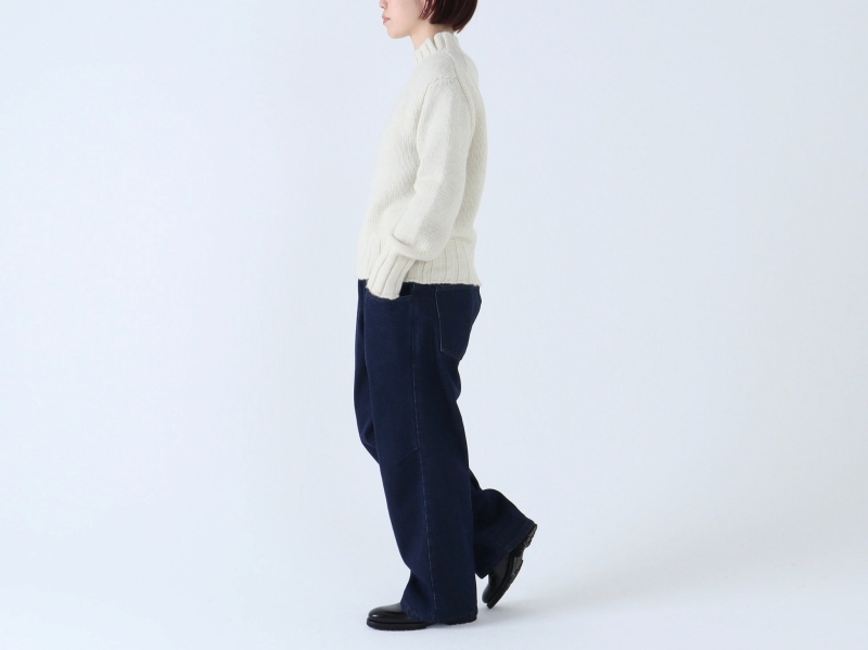 日本奶奶家 棉藍染反摺牛仔褲