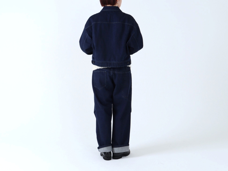 日本奶奶家 棉藍染反摺牛仔褲