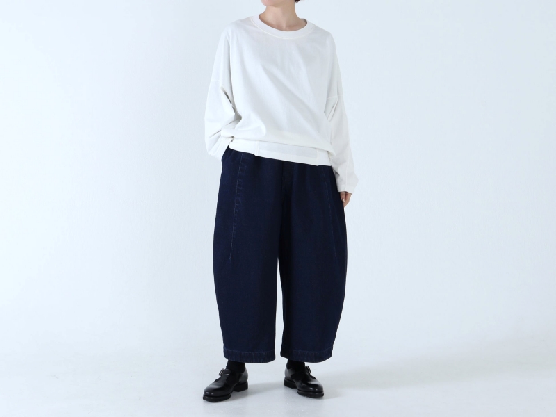 日本奶奶家 棉藍染繭型牛仔寬褲