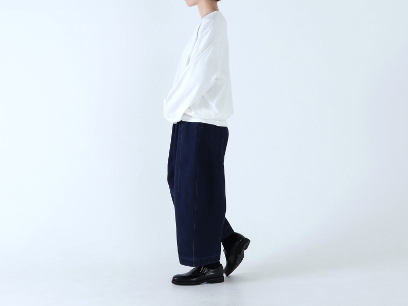 日本奶奶家 棉藍染繭型牛仔寬褲